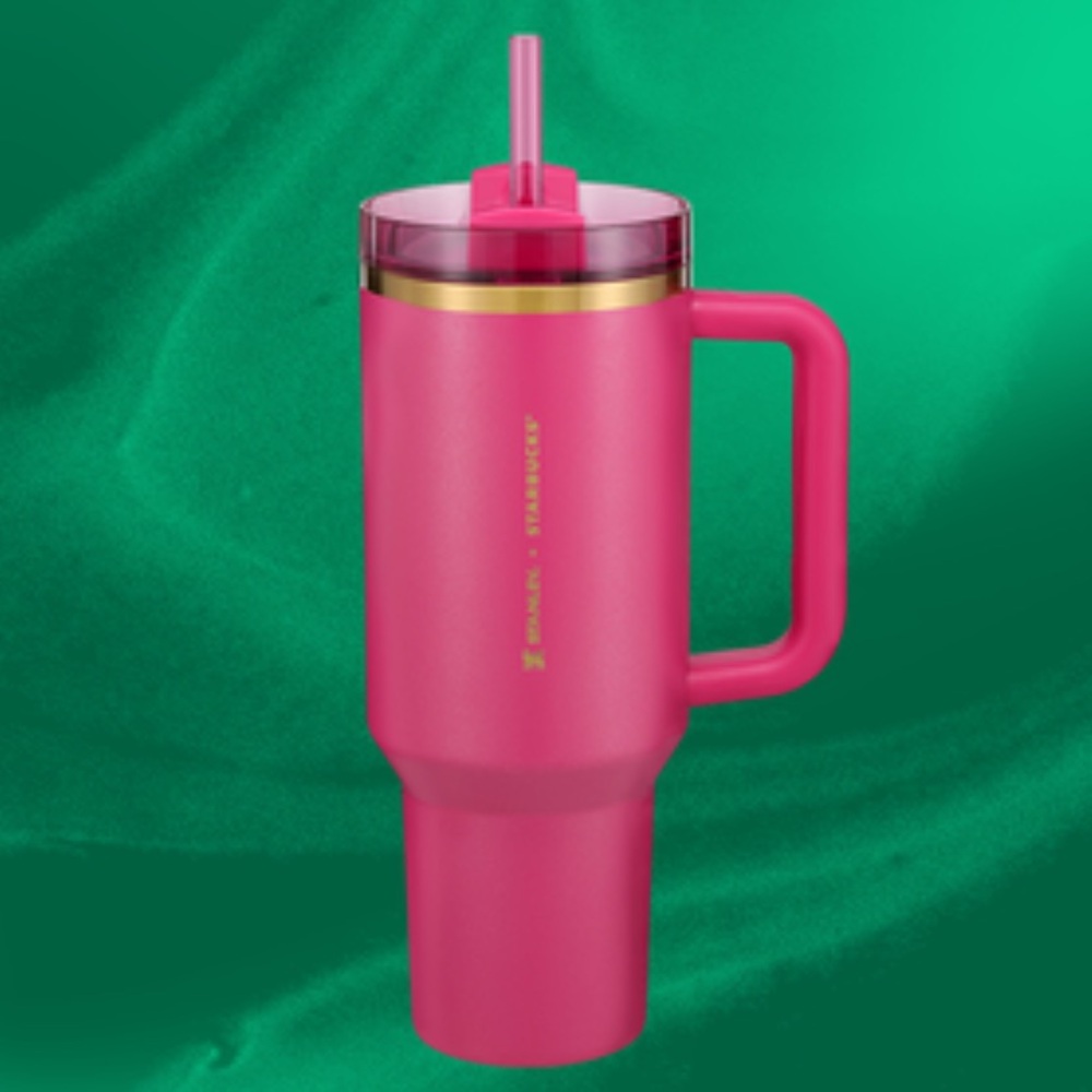 Brand New Starbucks X Stanley Berry Pink Glitter 40oz Tumbler With Tags